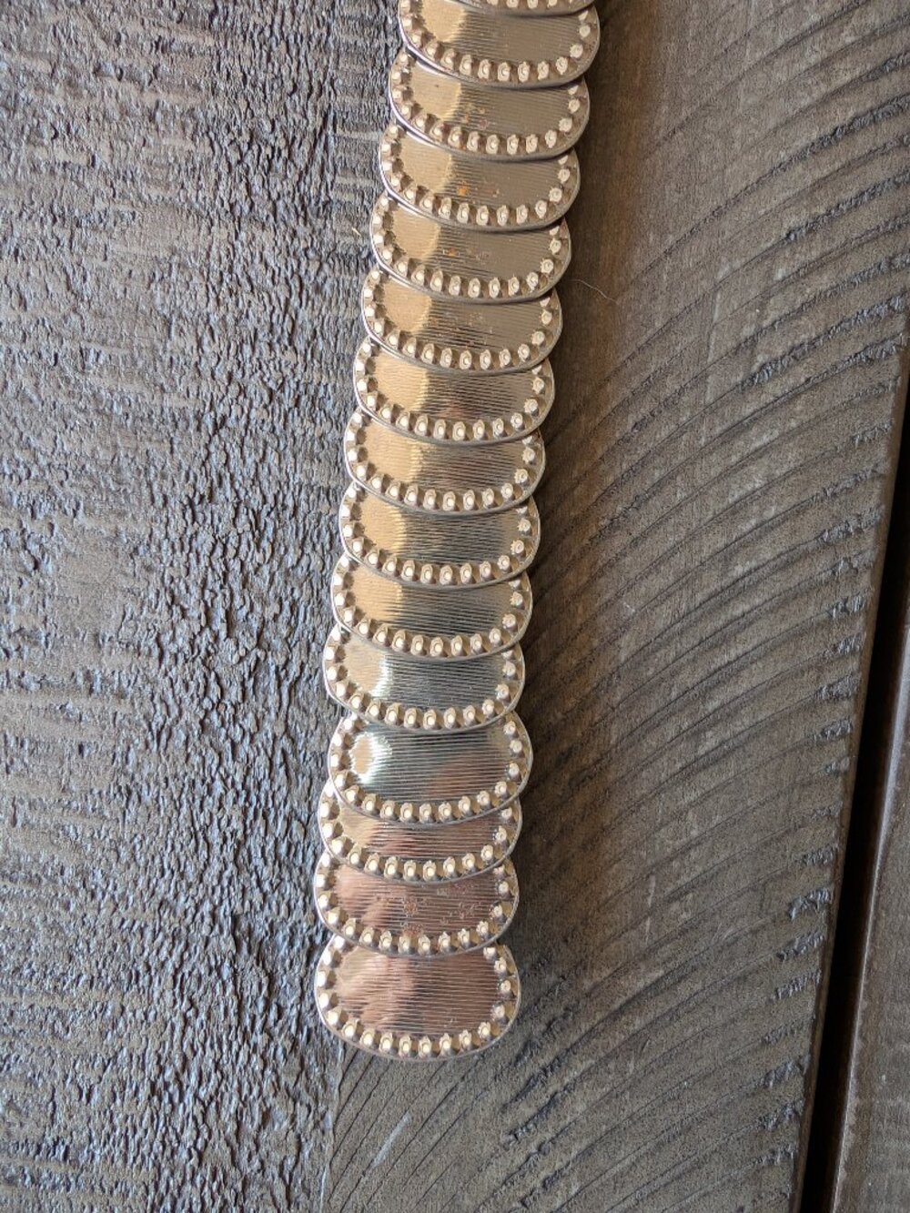 Vintage Silver Stretchy Metal Medallion Concho Belt 80s 90s Y2K - Picture 3 of 6